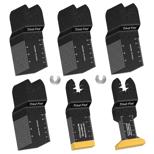 Trivd Frol 50 piezas de hojas de sierra oscilantes, cuchillas multiherramienta universales profesionales de titanio para madera, plásticos, metal,
