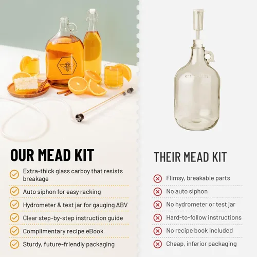Miniatura 5 de Kit Completo para Hacer Miel de Vino - Incluye Jarra de Fermentación de Vidrio de 1 Galón, Sifón Automático, Hidrómetro, Jarra de Prueba de Kit
