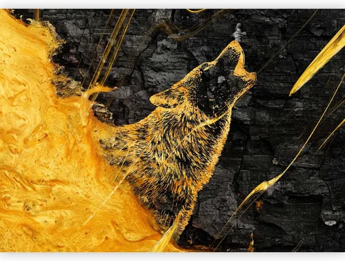 artgeist Mural para pared Animal lobo 98x69 pulgadas - Papel tapiz no tejido de forro polar Decoración de pared Impresión fotográfica Diseño de