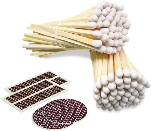 Miniatura 20 de Cerillas blancas de 4 pulgadas + calcomanías de golpeador incluidas 300 fósforos decorativos de seguridad de punta blanca con clase Cerillas