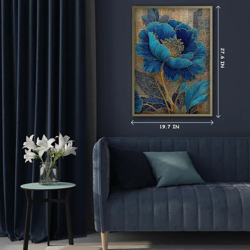 Miniatura 5 de Rompecabezas de flores azules para adultos de 1000 piezas, hermosos rompecabezas florales elegantes vintage, rompecabezas con temática de plantas