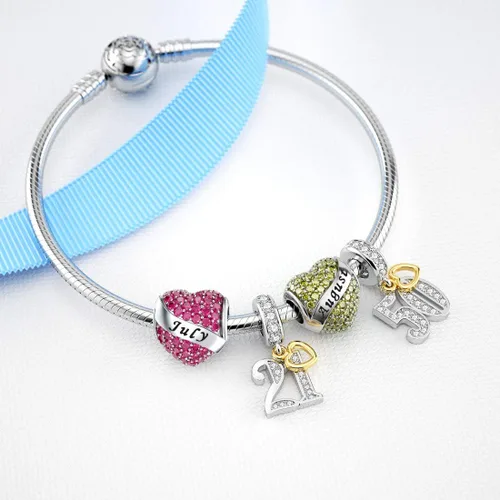 Miniatura 3 de Abalorio Dalaran de plata de ley 925 con forma de corazón, para brazalete, feliz cumpleaños, para mujer