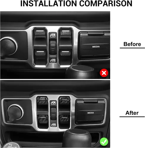Miniatura 7 de Jimen Compatible con Jeep Wrangler JL JLU 2018-2023 y Jeep Gladiator JT 2020-2023, 4 piezas de cubiertas de interruptor de botón para ventana