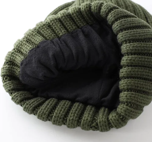 Miniatura 5 de Home Prefer Gorro de invierno para hombre, con forro polar de lana, gorro de punto cálido