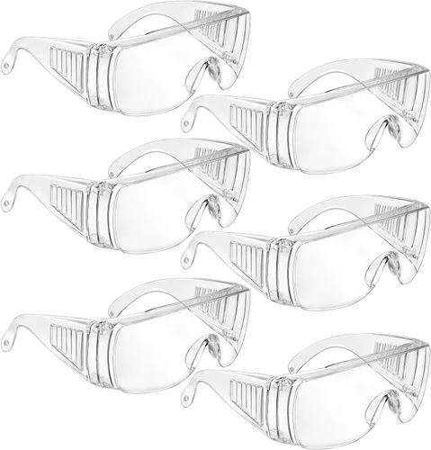 Frienda 6 pares de anteojos de seguridad transparentes para usar sobre lentes, gafas transparentes, antivaho y arañazos, protección ocular de