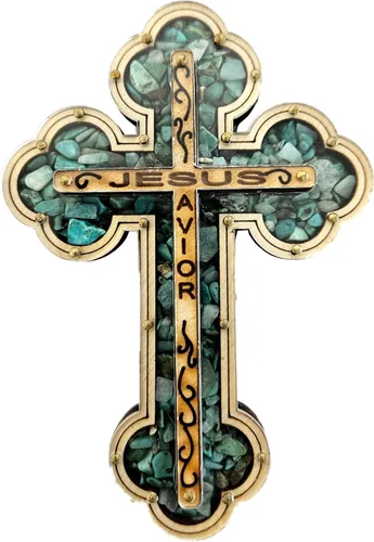 Miniatura 17 de Cruz del Salvador de Jesús Llena de Piedras Semipreciosas Cornalina Rojiza Firy de Tierra Santa