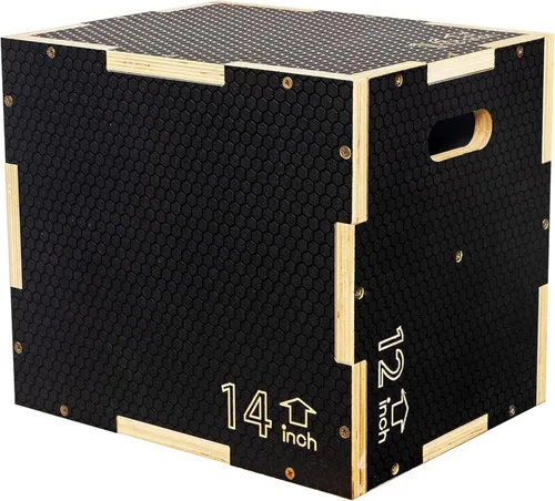 Fitvids Plataforma de ejercicio de madera antideslizante de 16 x 14 x 12 pulgadas, equipo de entrenamiento pliométrico para gimnasio en casa, caja