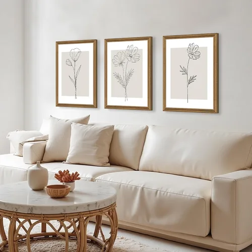 Miniatura 6 de ICHZUMW Arte de pared floral botánico neutro, decoración de pared de flores de granja en blanco y negro, impresiones en lienzo de arte lineal