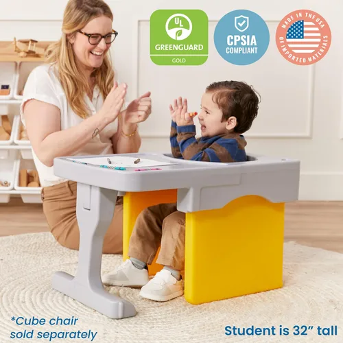 Miniatura 6 de ECR4Kids Fijación de escritorio para silla Tri-Me Cube, muebles para niños, gris claro