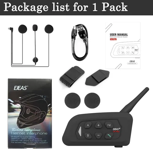 Miniatura 3 de V4 Plus Motorcycle Bluetooth Helmet Intercom Headset, 4 Rides Group Communication System for Motorcycling Soccer Referees Skiing ATV/Off Road