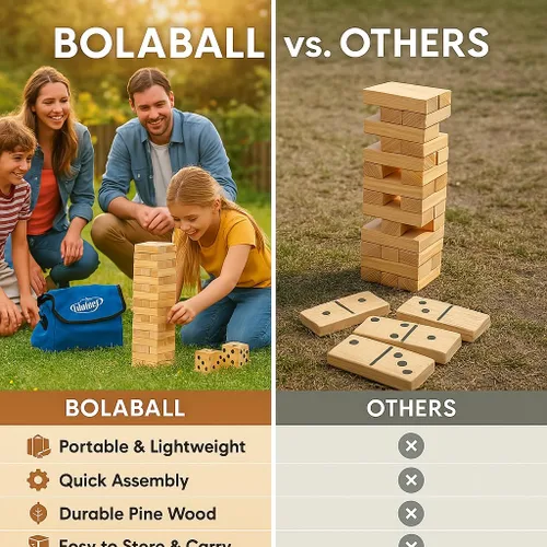 Miniatura 5 de Bolaball Paquete de diversión extrema que incluye 45 bloques gigantes, 28 dominó gigantes y 6 dados gigantes, juegos gigantes al aire libre