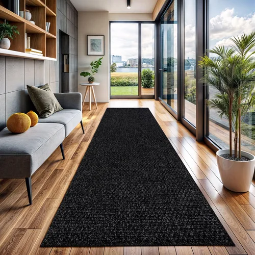 CAMILSON Easy Alfombra de yute, 2 x 3 pulgadas, interiores y exteriores, fibra gris oscuro, para sala de estar, patio y cocina, diseño tejido