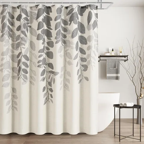 Miniatura 11 de BOODII Cortinas de ducha negras de 36 x 72 pulgadas, cortina de ducha de eucalipto de primavera para baño, cortina de baño con textura de flameado