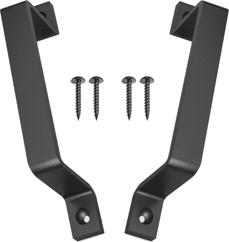 Paquete de 2 manijas de barra recta de 8 pulgadas para puerta de granero, tiradores de hierro fundido negro para puertas correderas, puertas,