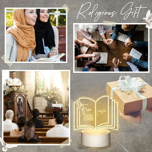 Miniatura 6 de VIHOSE 10 juegos de regalo cristiano a granel para mujeres, luz nocturna de acrílico inspiradora religiosa con versículos bíblicos grabados