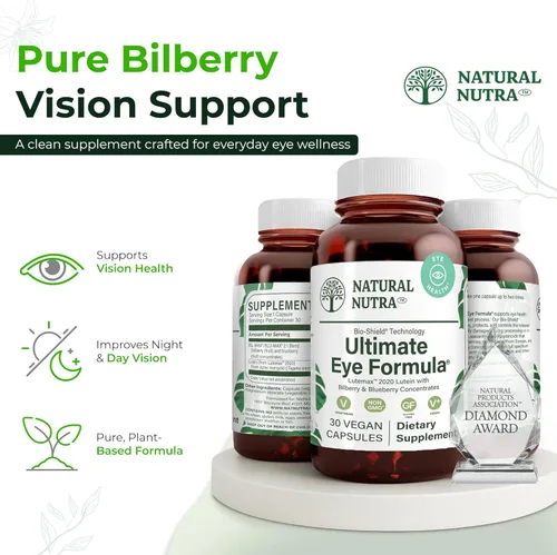 Miniatura 7 de Natural Nutra Ultimate Eye Health Vitaminas, Lente y Suplemento de Retina, Mejora la Visión Nocturna, Visión Diurna, Extracto de Arándano, 30