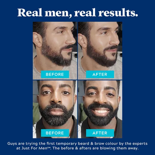 Miniatura 5 de Just for Men Color de barba y cejas de 1 día, color temporal para barba y cejas, para un aspecto más completo y bien definido, hasta 30 Marrón claro