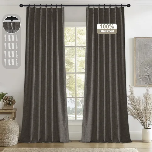 Miniatura 23 de StangH Cortinas Plisadas Completamente Opacas para Dormitorio, Cortinas de Lino Beige de 84 Pulgadas de Largo, 2 Paneles, Cortinas Térmicas