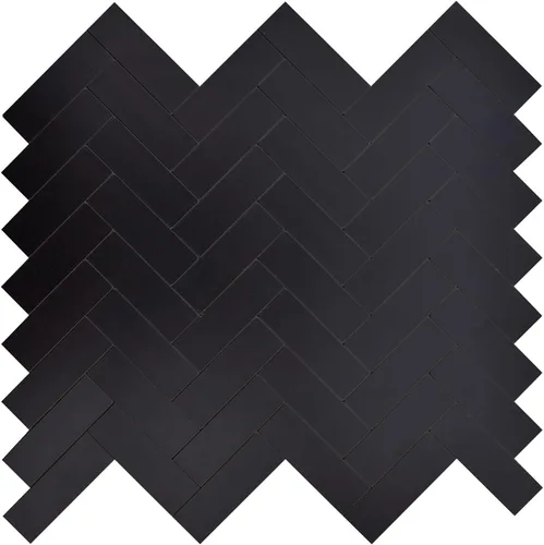 Azulejos para Salpicadero de Cocina de 6 Hojas Despegar y Pegar, Panel Compuesto de Aluminio con Patrón Espiga Negro, Azulejos Adhesivos para Pared,