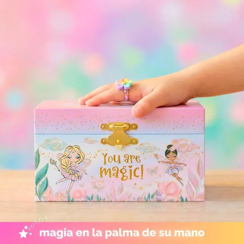 Miniatura 5 de Giggle & Honey Joyero musical de hadas para niñas, caja de música para niños con hada giratoria y espejo, regalos de cumpleaños de princesa