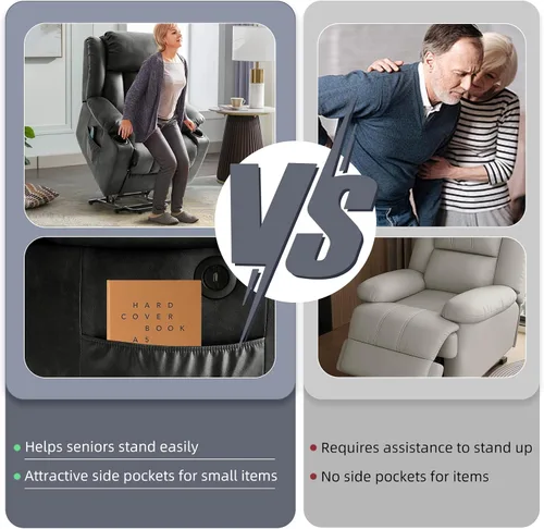 Miniatura 7 de Silla reclinable eléctrica para personas mayores, sillas reclinables eléctricas para adultos con masaje y calor, portavasos, control remoto, puertos