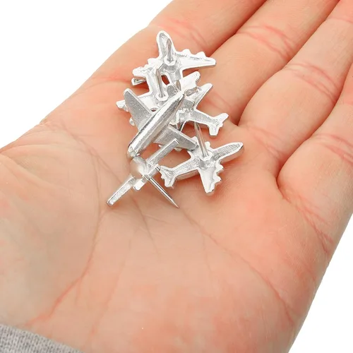 Miniatura 3 de ABOOFAN 48 tachuelas de pulgar en forma de avión para mapas, tableros de corcho y paredes de fotos, chinchetas de metal para decoración de oficina