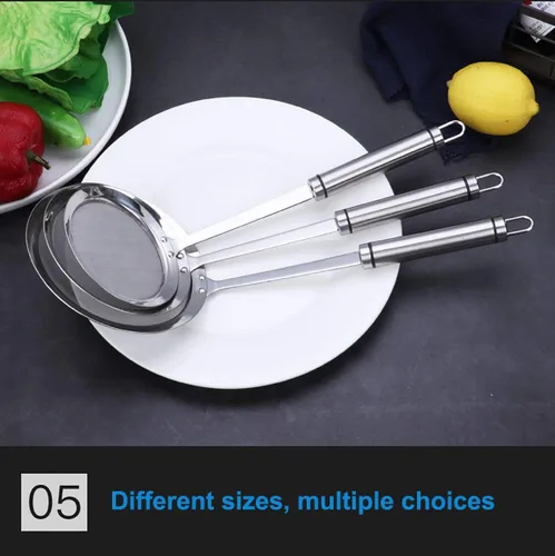 Miniatura 7 de Coladores de malla fina, SUS 304 de acero inoxidable de alta calidad, colador de alimentos de malla fina, colador de cocina, tamiz de mano, cuchara