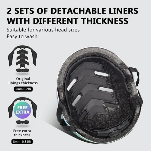 Miniatura 3 de Casco de patineta y bicicleta para adultos, mujeres, hombres, jóvenes y niños (2-3-5-8-14+ años, niños y niñas) - Casco ajustable multideporte