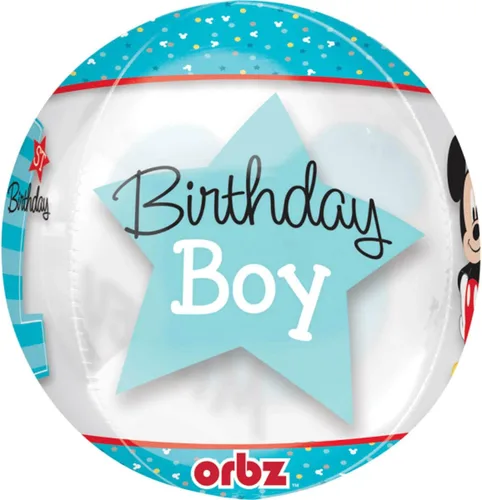 Miniatura 3 de Mickey Mouse 1er Cumpleaños 16" transparente Orbz – Globo