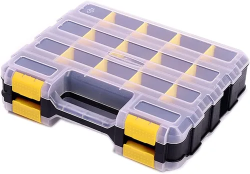 Miniatura 8 de Caja Organizadora de Ferretería con 34 Compartimentos y Divisores Removibles - Caja de Herramientas de Plástico Duradero de Doble Cara para Tuercas