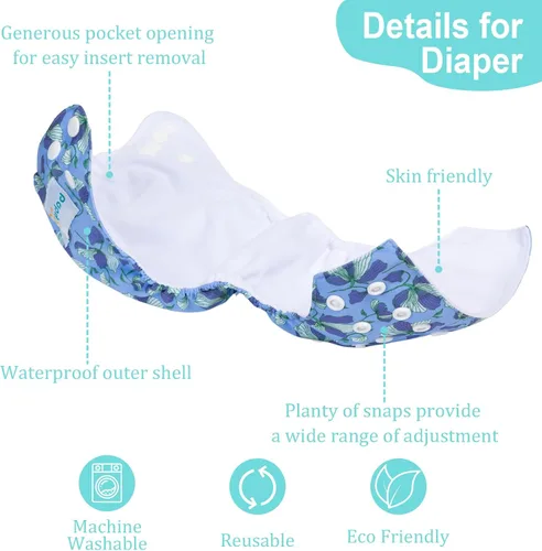 Miniatura 2 de Babygoal - Paquete de 13 pañales de tela para recién nacidos para niñas preemie de 5-12lbs, paquete de 6 fundas de pañal de tela con 6 piezas