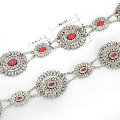 Miniatura 3 de WHIPPY Cinturón de cadena para mujer, correa de cadena de eslabones de metal, vaquera occidental, turquesa, para vestido