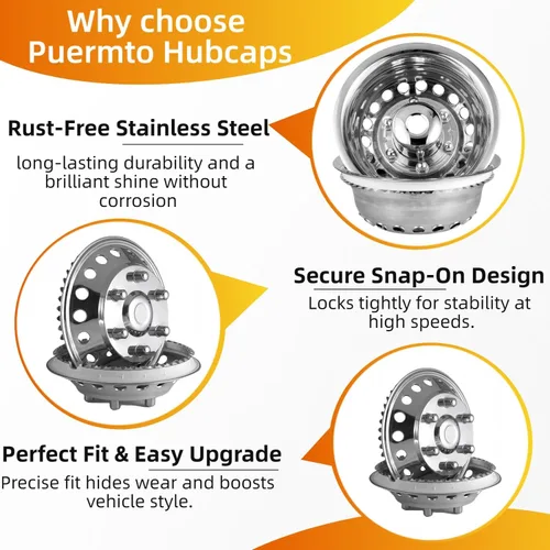 Miniatura 2 de Simulador de rueda de 16 pulgadas para Dodge 2007-2025, Mercedes y Freightliner Sprinter Van, 4 tapacubos protectores impermeables a presión de 6
