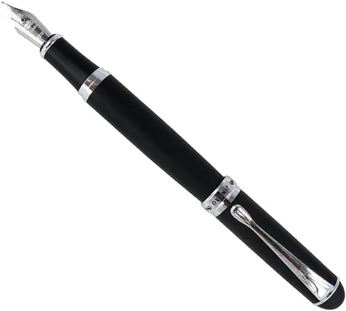 Miniatura 4 de Pluma estilográfica Jinhao con adornos plateados, punta mediana X750 con estuche de regalo (negro escarchado)