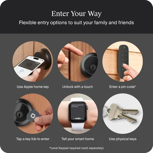Miniatura 8 de Level Lock Pro - Cerradura inteligente más pequeña, rápida e innovadora del mundo - Cerrojo de seguridad de materia sobre rosca más llave Apple Home