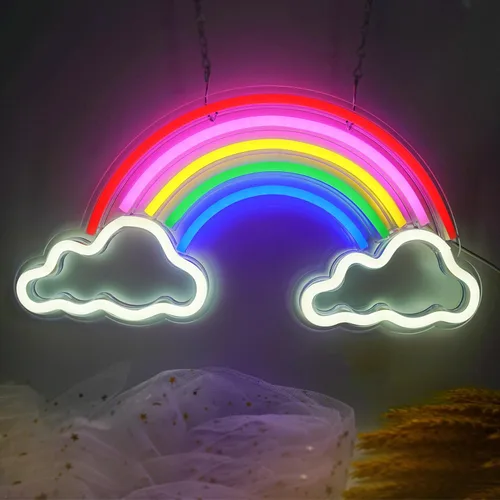 Luz de neón para niños, luz de arcoíris de neón para niños, alimentada por USB, letreros LED para dormitorio, letrero de neón para decoración de