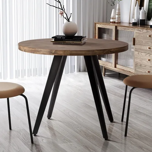Mesa redonda de comedor, mesa de comedor pequeña para 2, mesa redonda de 31.5", mesa de cocina moderna de mediados de siglo con tablero de veta de