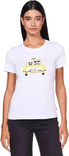 Karl Lagerfeld Paris Camiseta de manga corta con logotipo gráfico para mujer