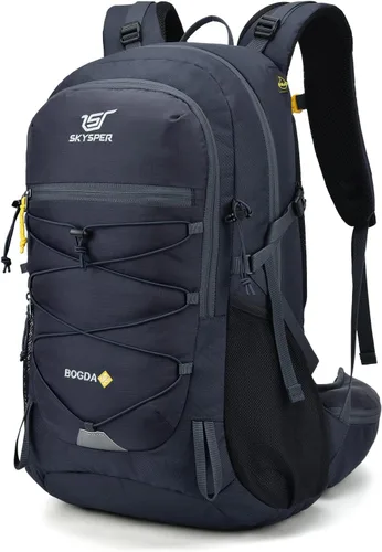 SKYSPER Mochila de senderismo para hombres y mujeres, mochila de viaje de 35 litros, impermeable, mochila de campamento ligera para exteriores Azul