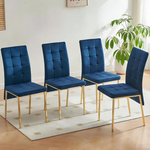 Miniatura 9 de Homedot Juego de 2 sillas de comedor de terciopelo, cómodas sillas de cocina para el hogar, silla lateral tapizada, sin brazos, diseño único