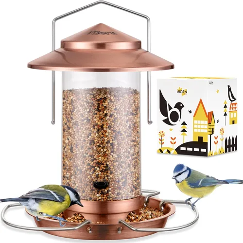 iBorn Comedero para pájaros de metal a prueba de masticación de ardillas, comederos para pájaros para exteriores, colgar en el exterior, para 1.5