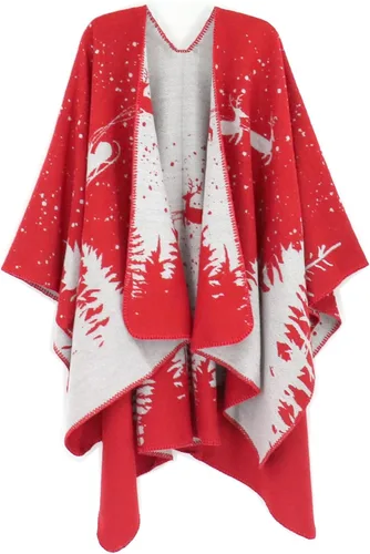 Miniatura 27 de Poncho chal para mujer, suéteres suaves y cálidos para mujer, parte delantera abierta, poncho de viaje para otoño, invierno y primavera
