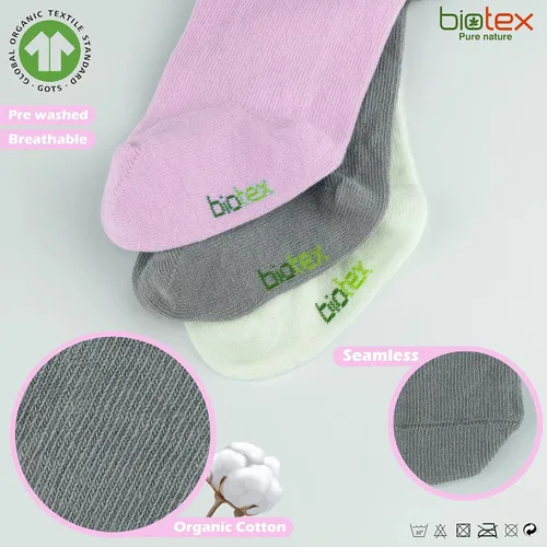 Miniatura 3 de Biotex 3 pares de medias de algodón orgánico para bebé niña y niño para invierno, leggings sin costuras, medias para recién nacidos, medias