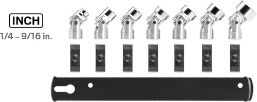 Miniatura 5 de TEKTON Juego de llaves de vaso de junta universal de 6 puntos de 1/4 pulgada con riel, 7 piezas (1/4-9/16 pulgadas) SHD90109