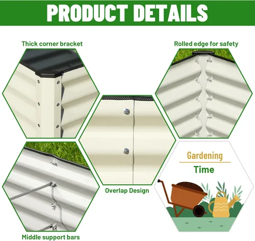 Miniatura 3 de SnugNiture Cama de Jardín Elevada Galvanizada 8x4x2 pies Cama de Cultivo Grande de Metal para Exteriores Caja de Maceta de Acero Kit para Cultivar