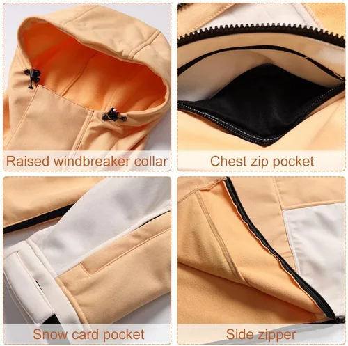 Miniatura 4 de RIUIYELE Traje de esquí para mujer, chaqueta y pantalones de snowboard para deportes al aire libre, traje de nieve con aislamiento impermeable