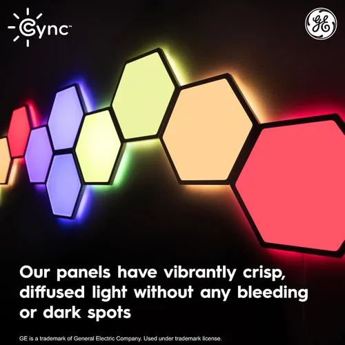 Miniatura 7 de Cync GE Dynamic Effects - Luces LED hexagonales inteligentes con WiFi que cambian de color, paneles de luz de pared para decoración de habitación
