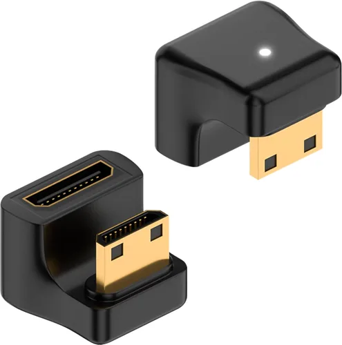 Miniatura 10 de Duttek Adaptador Mini HDMI de 180 grados [video 8K @60Hz, 4K @144Hz, 48Gbps] Adaptador Mini HDMI macho a hembra de ángulo ascendente para cámara