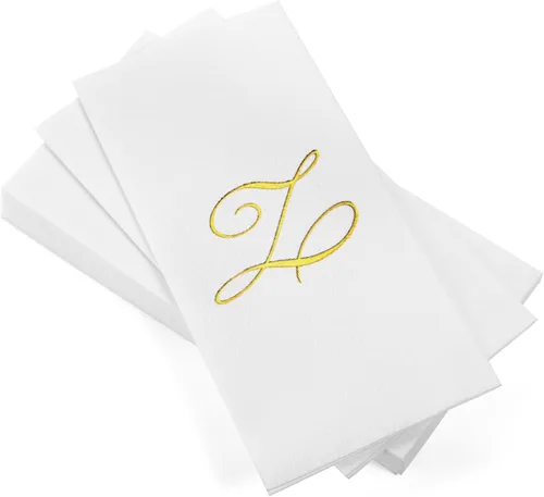 Miniatura 36 de AH AMERICAN HOMESTEAD Servilletas desechables – Servilletas doradas con monograma para invitados, servilletas acolchadas como tela para baño