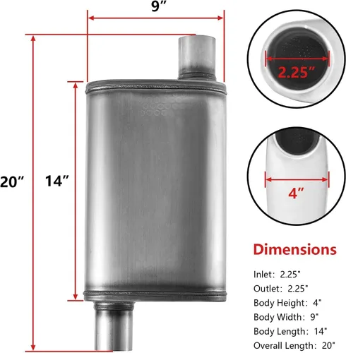 Miniatura 2 de Silenciadores universales de escape de 2.25 pulgadas, silenciador de rendimiento recto de 2.25 pulgadas, resonador de 2.25 pulgadas con acero
